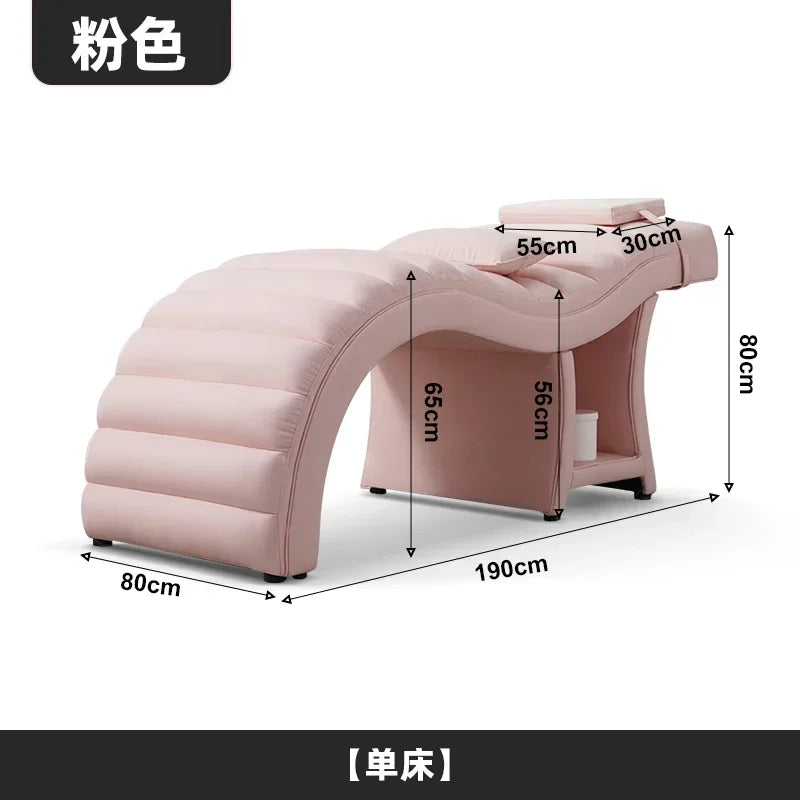 Minimalist Pink S-shaped Massage Bed Eyelash Spa Beauty Salon Furniture