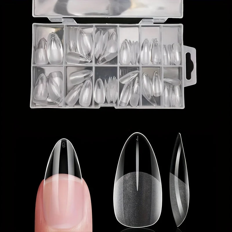 120 Pcs Full Cover Press On Nail Tips Stiletto Almond Square Coffin French False Fake Soak Off Gel Nail Extension Tips