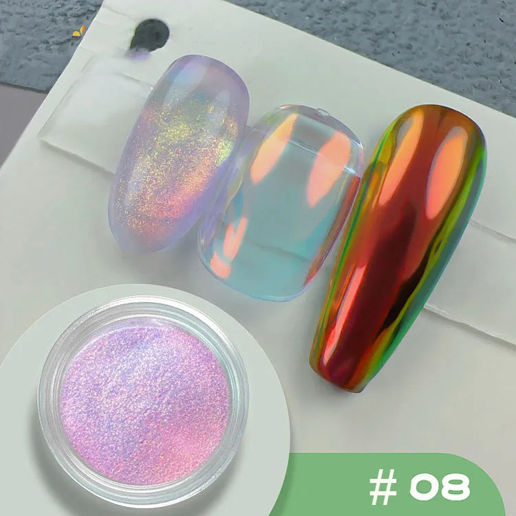 1 jar Pearl Effect Nail Powders Mirror Aurora Chrome Mermaid Nails Art Powder Rainbow AB Magic Mirror Pearl Shell Powder