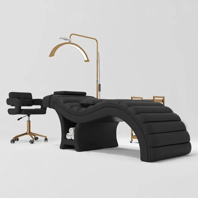 Minimalist Pink S-shaped Massage Bed Eyelash Spa Beauty Salon Furniture