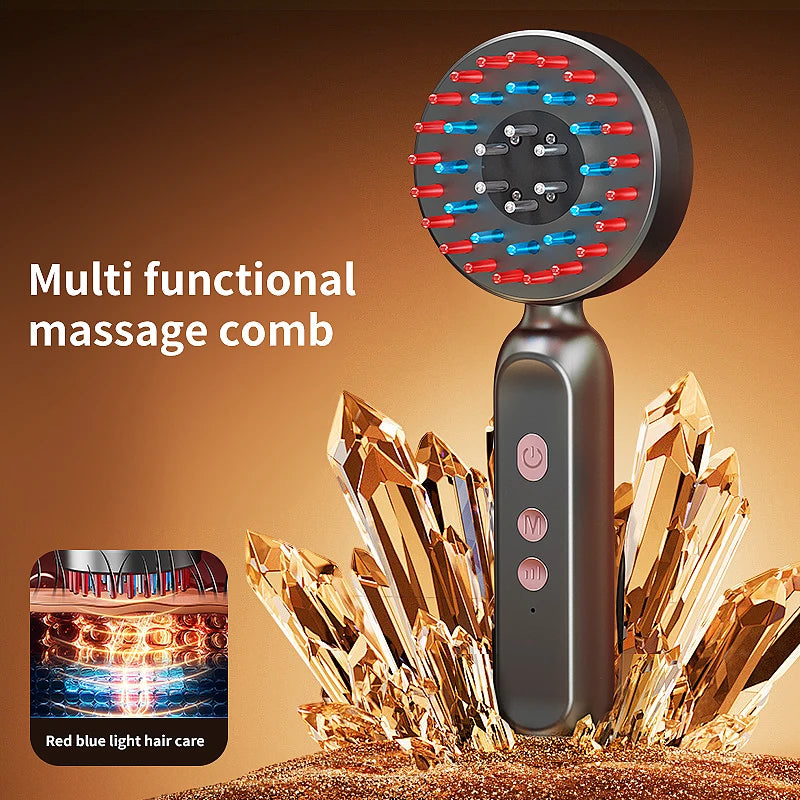 Electric hair growing comb, with red light meter, acupoint scalp massager, anti-hair loss hair care oil application comb