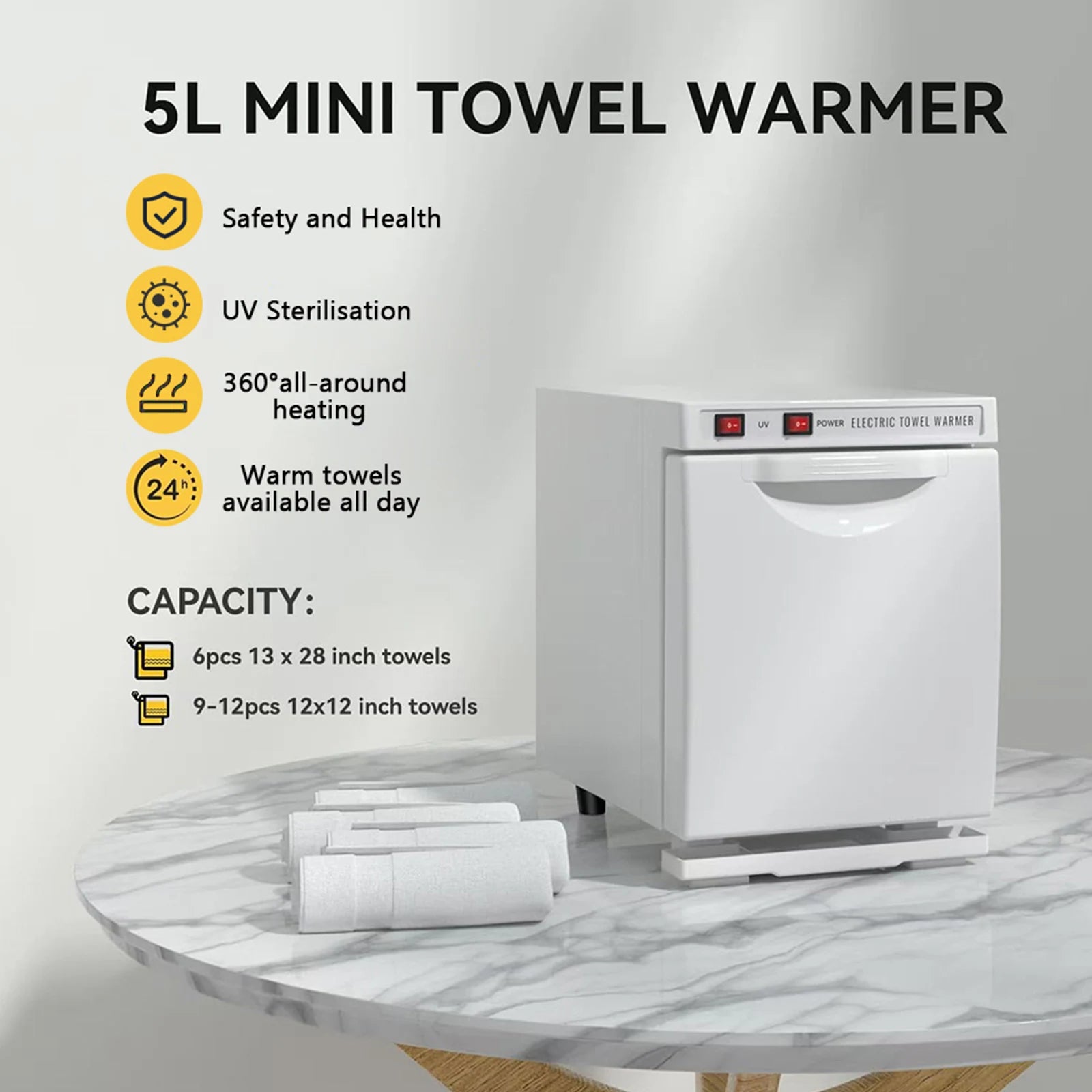 5L Mini Heated Towel Cabinet Towel Heater Hot Towel Cabinet for Beauty Salon Massage Office Facial Spa