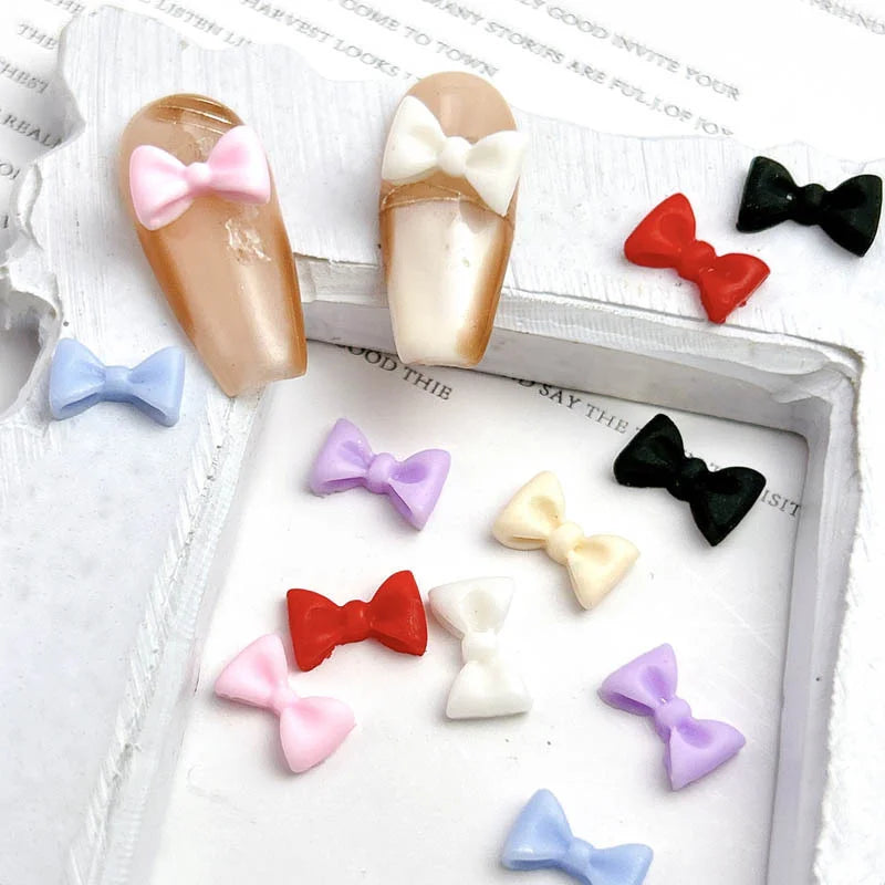 50pcs 3D Aurora Clear Resin Bow Nail Art Charms Cute Butterfly Glitter Nails Decoration Supplies Jewellery Accessories DIY