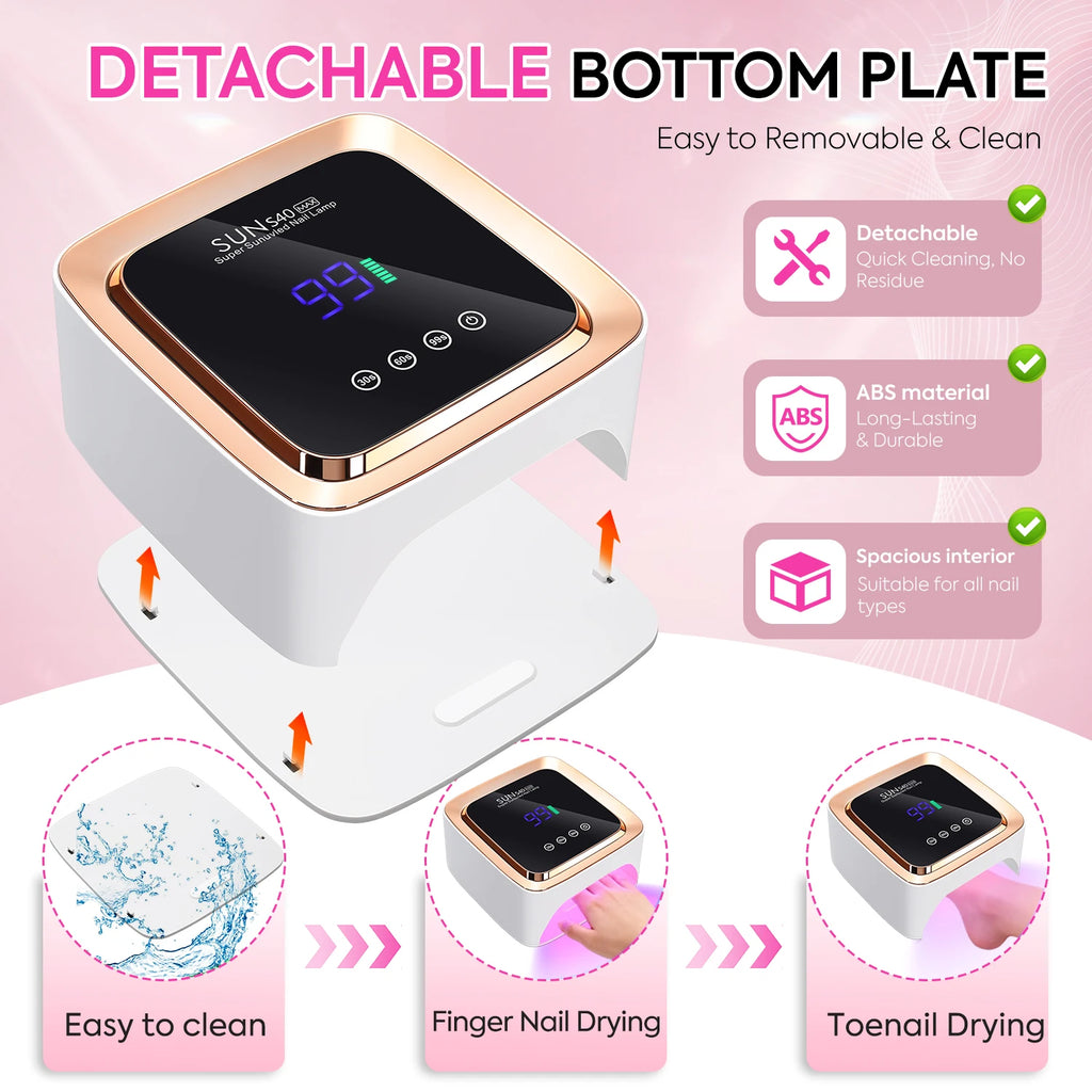 Professional 57LEDS UV LED Light Rechargeable 180W Nail Drying Light With Smart Sensor Nails For Manicure Equipment