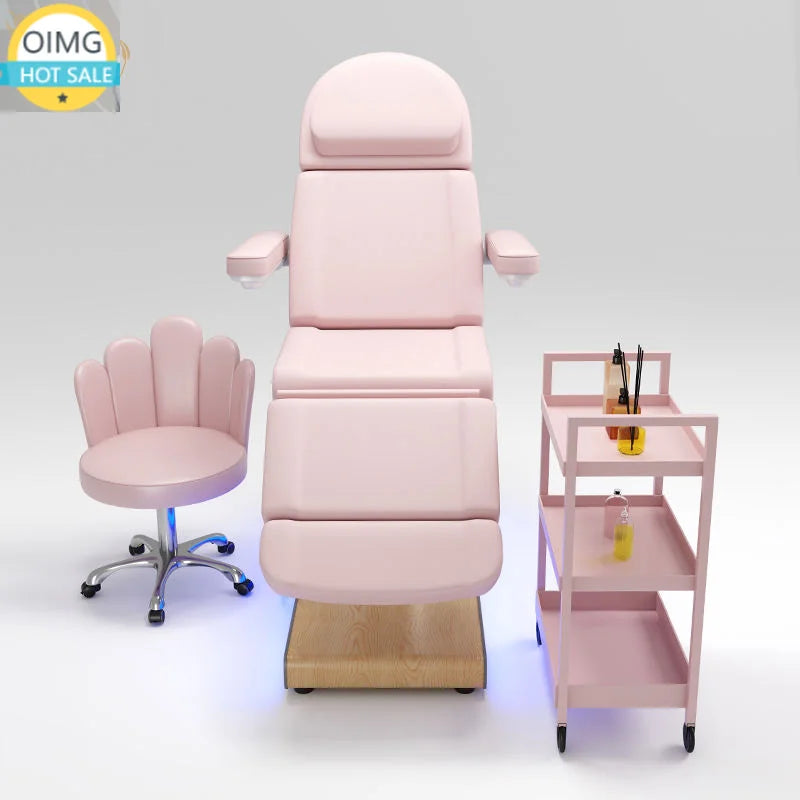 Modern Pink Electric Massage Tables Beds Salon Furniture pink Gold Facial Bed Beauty Salon Equipment Japanese Head Spa Bed