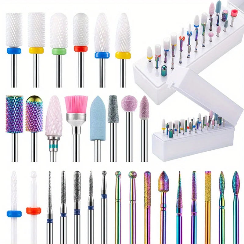 30Pcs Nail Drill Bits Ceramic Diamond Cuticle Efile bits
