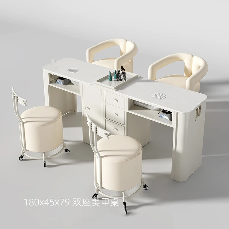 Modern Light Luxury Marble Desktop Nail Salon Table Work Station Beauty Salon Furniture Wood  Manicure Table