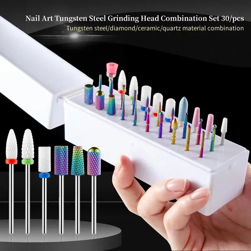 30Pcs Nail Drill Bits Ceramic Diamond Cuticle Efile