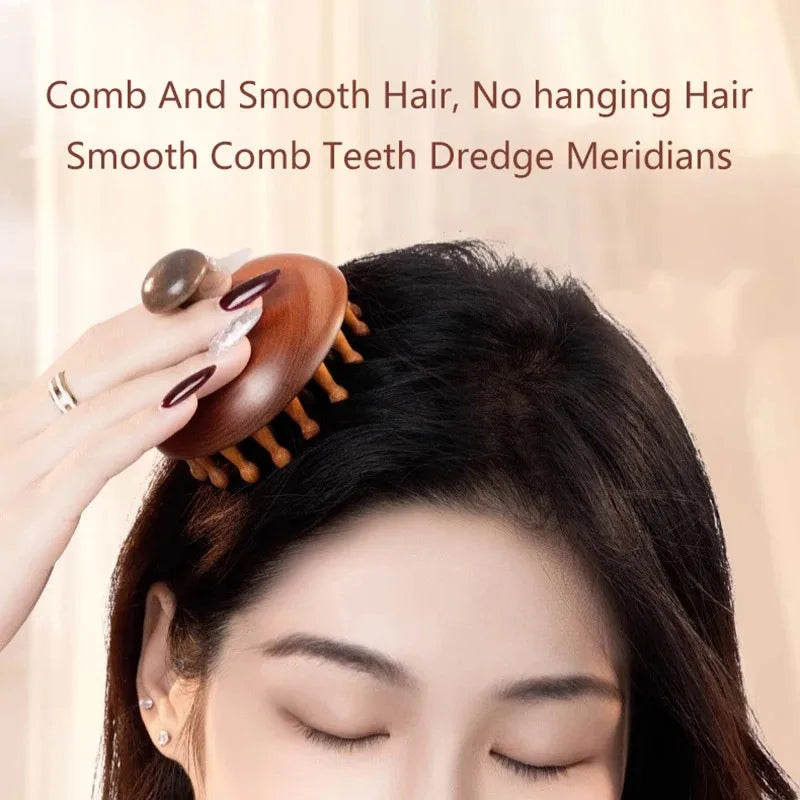 Wooden Massage Comb Scalp Head Massager Natural Sandalwood Circular Tooth Guasha Scraping Body Massager