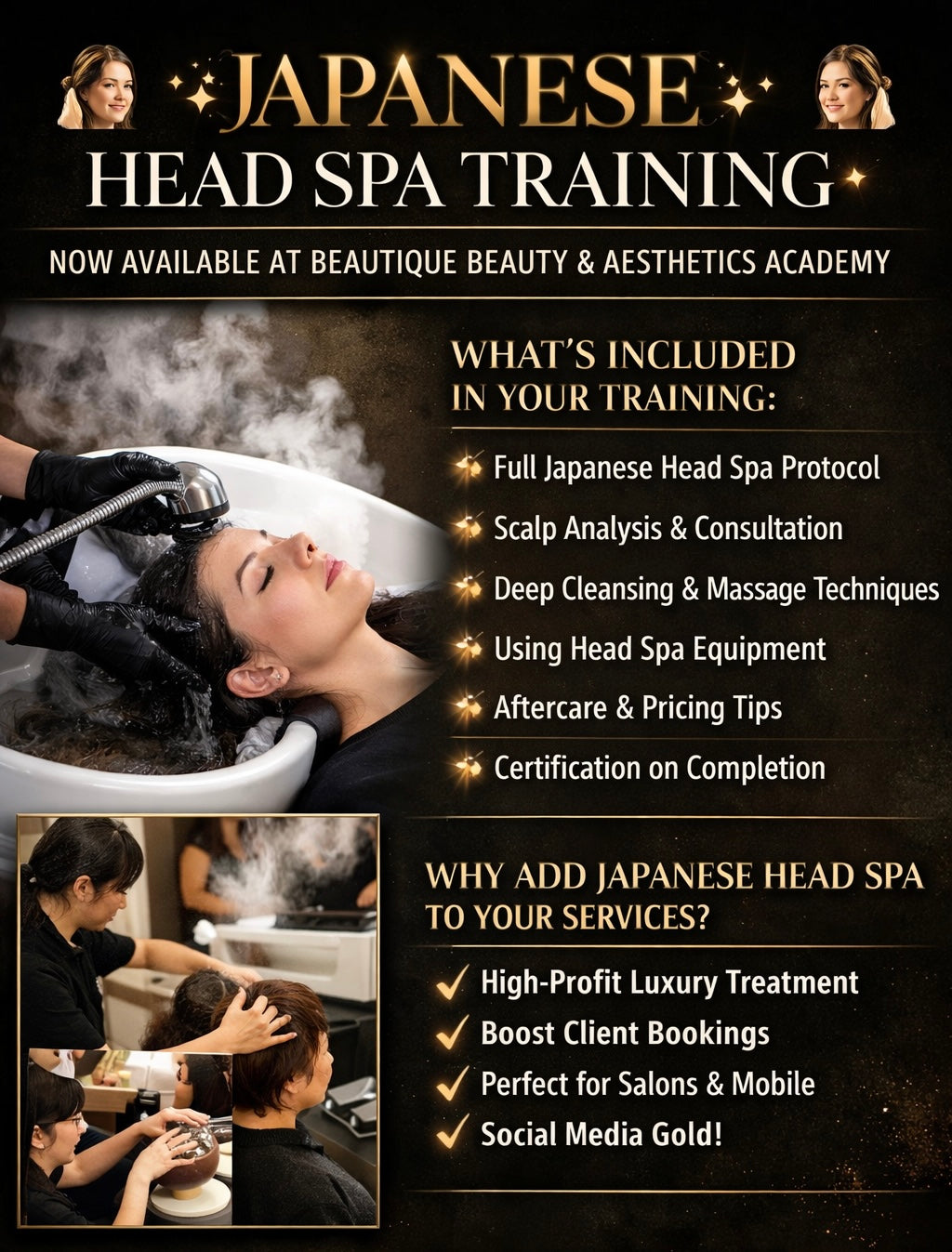 Japanese head spa training class room based