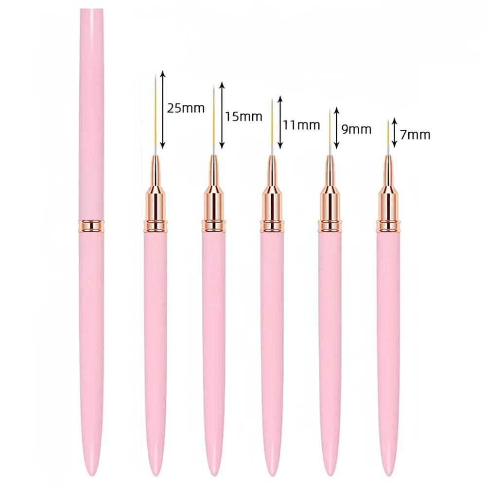 Nail Brush Pen 5pcs set Nail Art Liner Brushes Set Elongated Striping Drawing Professional