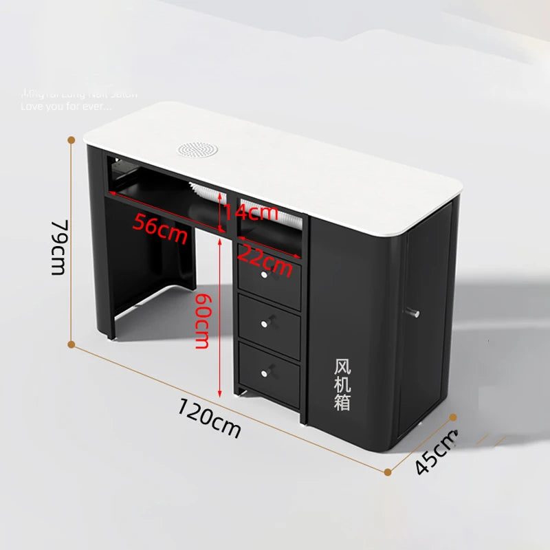 Modern Light Luxury Marble Desktop Nail Salon Table Work Station Beauty Salon Furniture Wood  Manicure Table