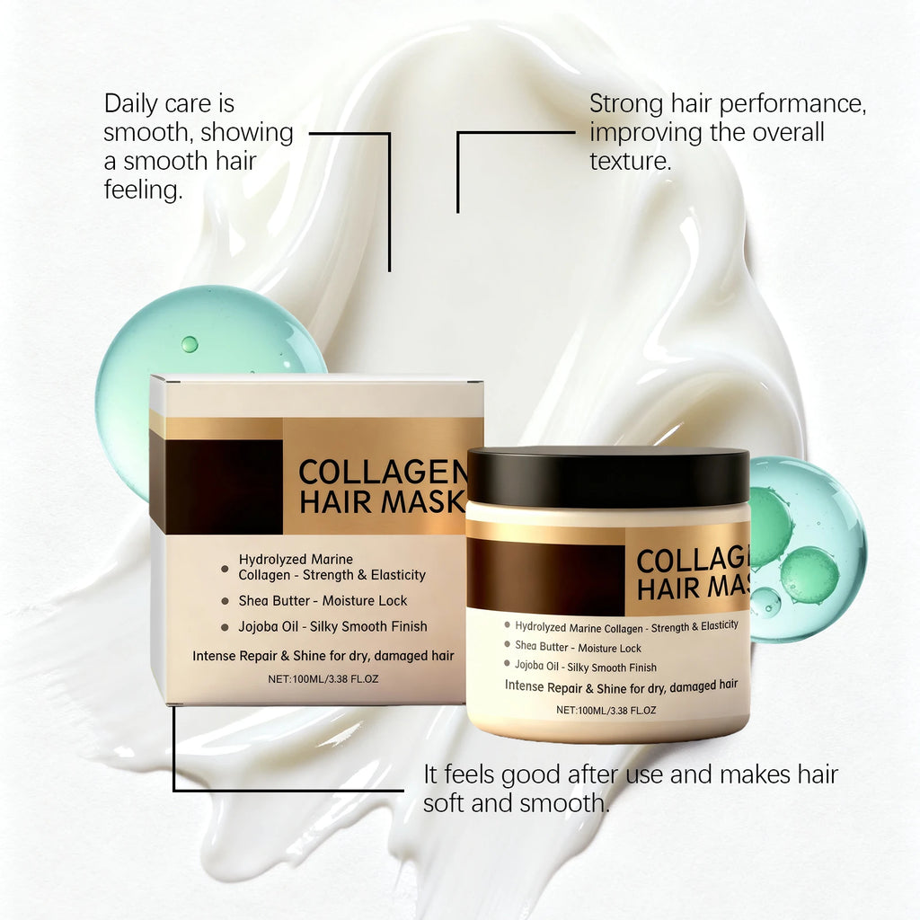Collagen Hair Mask Hair Treatment for Damaged Dry & Frizzy Hair Deep Conditioning Repair Hydrating Nourishment For All Hair Type