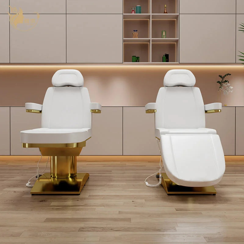 Luxury White Electric Massage Tables Beds Salon Furniture pink Gold Facial Bed Beauty Salon Equipment Japanese Head Spa Bed