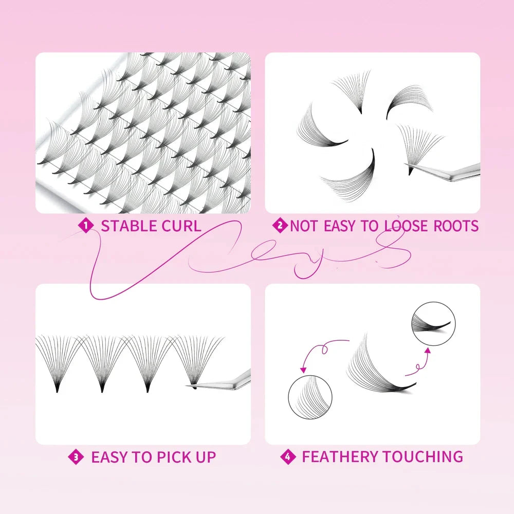 Narrow Premade Fans Lashes Fans  320 Fans 14D 16D Slim Thin Pointy Base Soft Russian Volume Fans Lash
