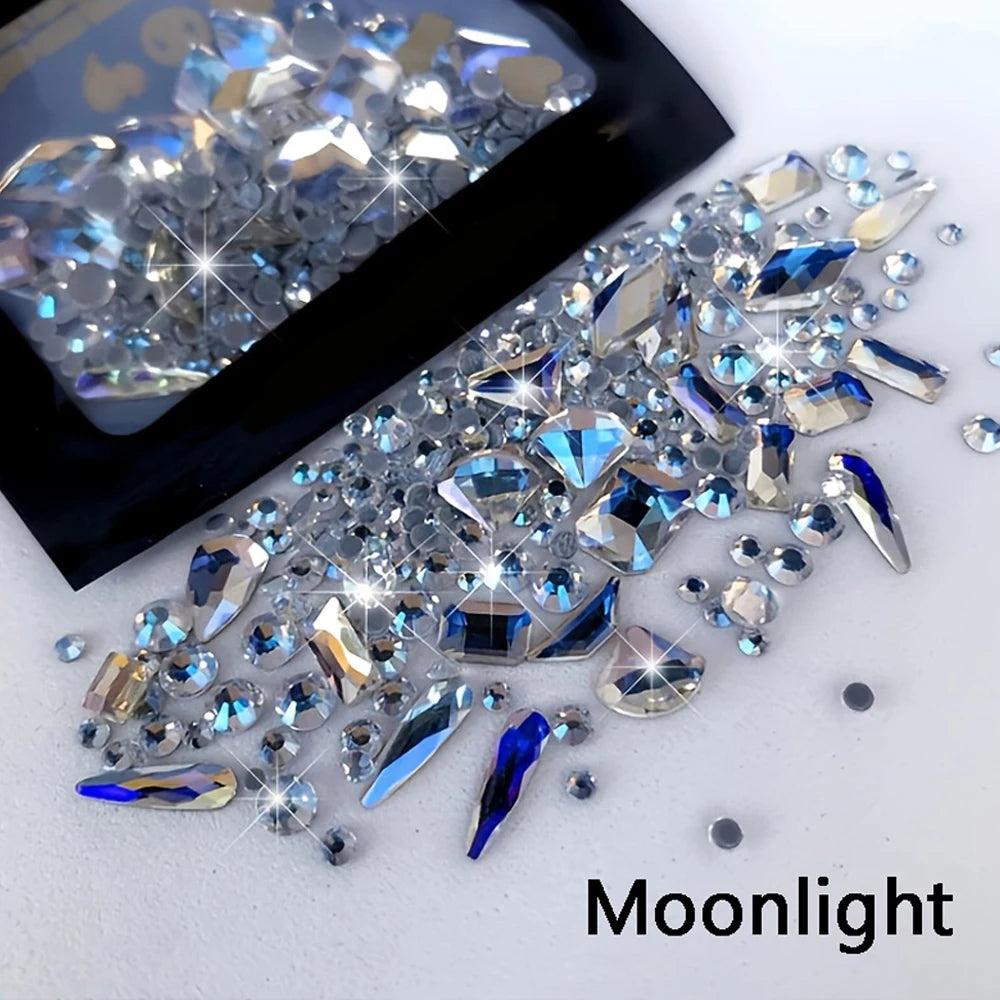 150pcs Round Flatback Glass Rhinestones Plus 20pcs Odd Shaped Jewelry DIY Design Making Beads Beauty Decorations For Nail Art