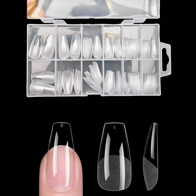 120 Pcs Full Cover Press On Nail Tips Stiletto Almond Square Coffin French False Fake Soak Off Gel Nail Extension Tips
