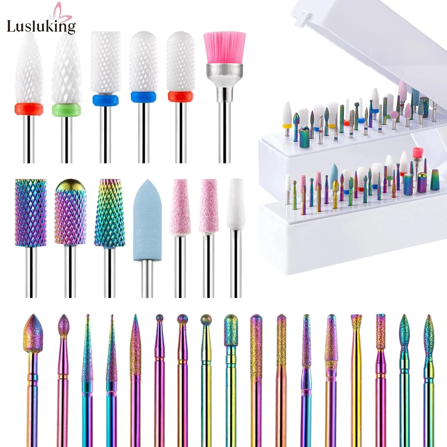 30Pcs Nail Drill Bits Ceramic Diamond Cuticle Efile