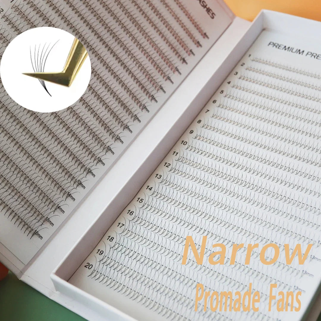1600 Fans Narrow Premade Lash Tray  40 Lines Mega 6D 8D Russian Volume Pointy Thin Base Fans Eyelash Extensions