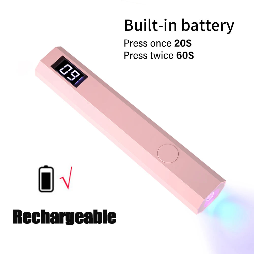 Handheld UV Light for Gel Nails Portable UV Nail Lamp Rechargeable LED Nail Lamp for Nails Art Desk Stand
