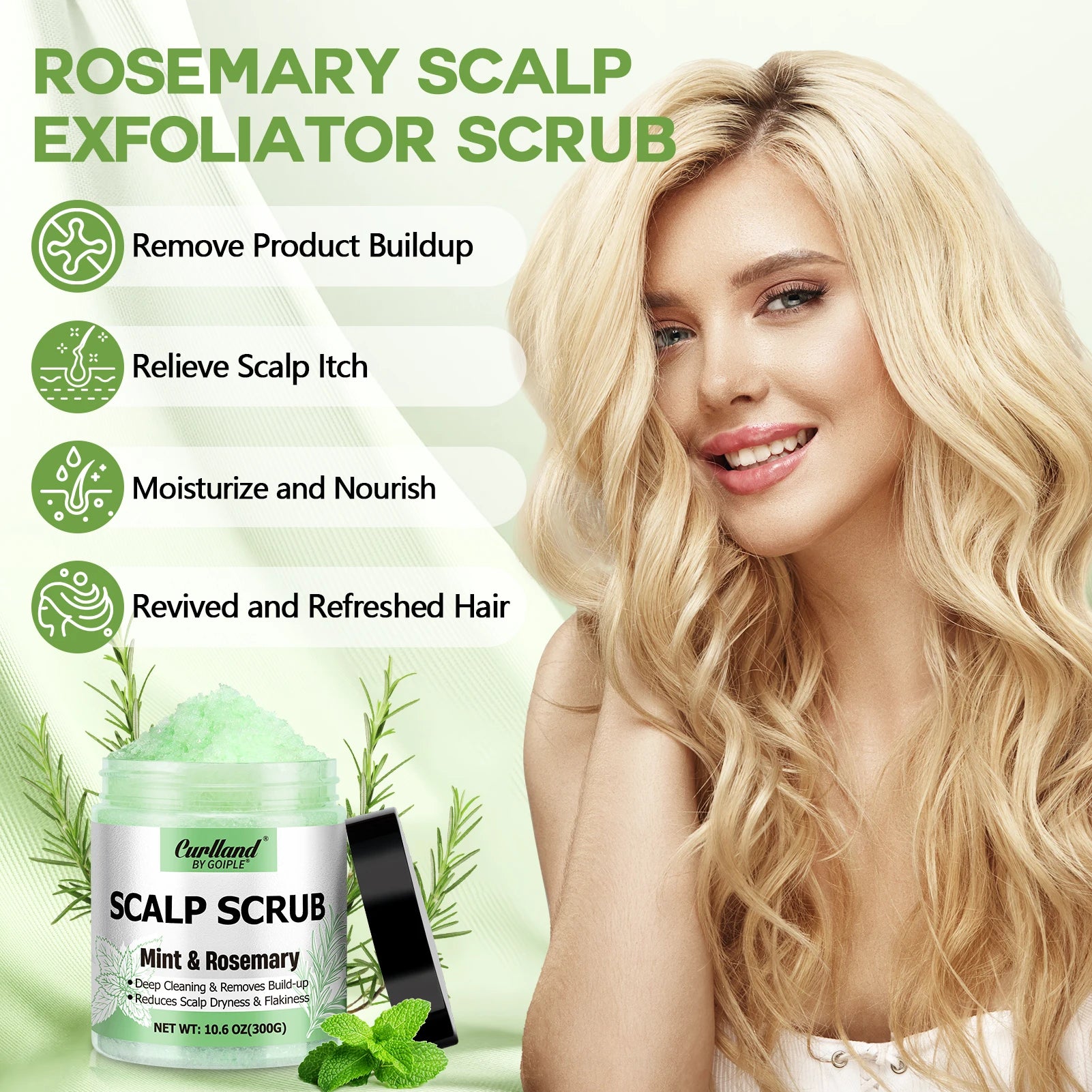Scalp Scrub Deep Cleansing Massage Scalp Care Product Rosemary Mint Essential Oil Moisturizing Nourishing and Anti-hair Loss Oil