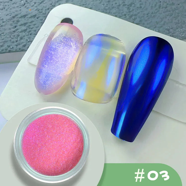 1 jar Pearl Effect Nail Powders Mirror Aurora Chrome Mermaid Nails Art Powder Rainbow AB Magic Mirror Pearl Shell Powder