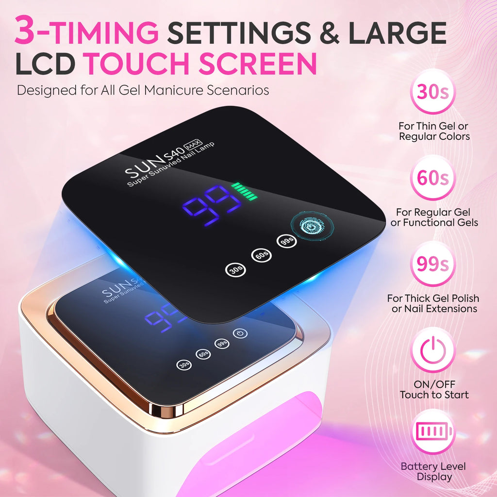 Professional 57LEDS UV LED Light Rechargeable 180W Nail Drying Light With Smart Sensor Nails For Manicure Equipment