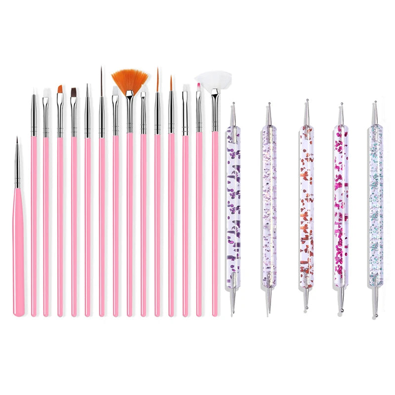 Nail Art Brush Set Gradient Line Painting Dotting Pen Kit Acrylic Handle Gel Polish Crystal Brushes Salon Nails Manicure Tools