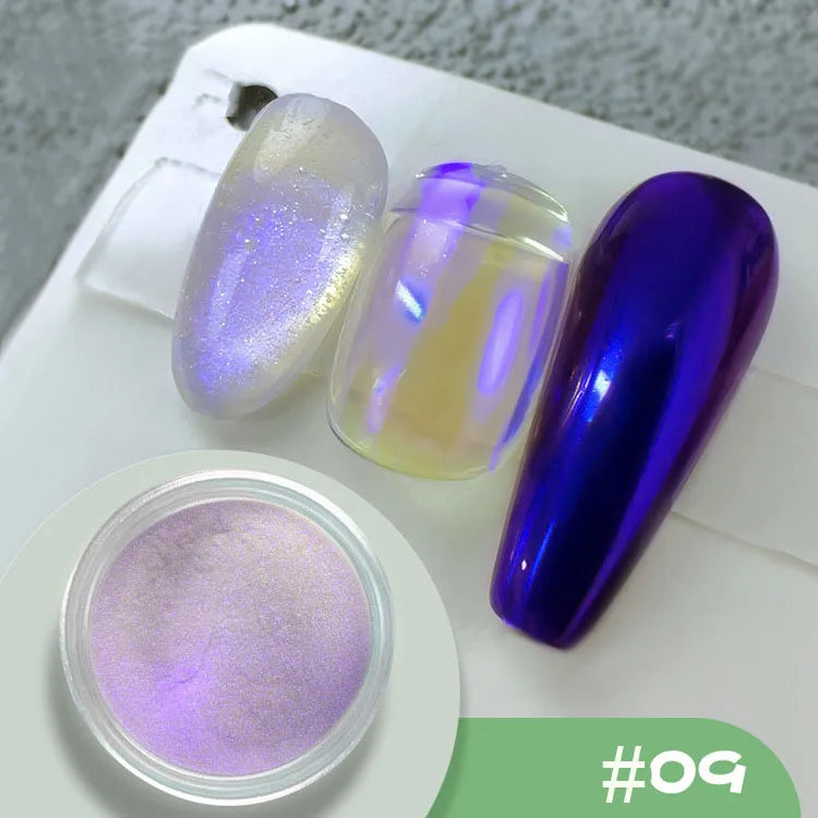 1 jar Pearl Effect Nail Powders Mirror Aurora Chrome Mermaid Nails Art Powder Rainbow AB Magic Mirror Pearl Shell Powder