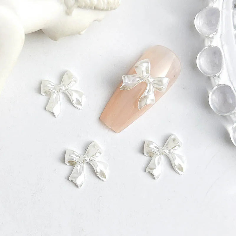 50pcs 3D Aurora Clear Resin Bow Nail Art Charms Cute Butterfly Glitter Nails Decoration Supplies Jewellery Accessories DIY