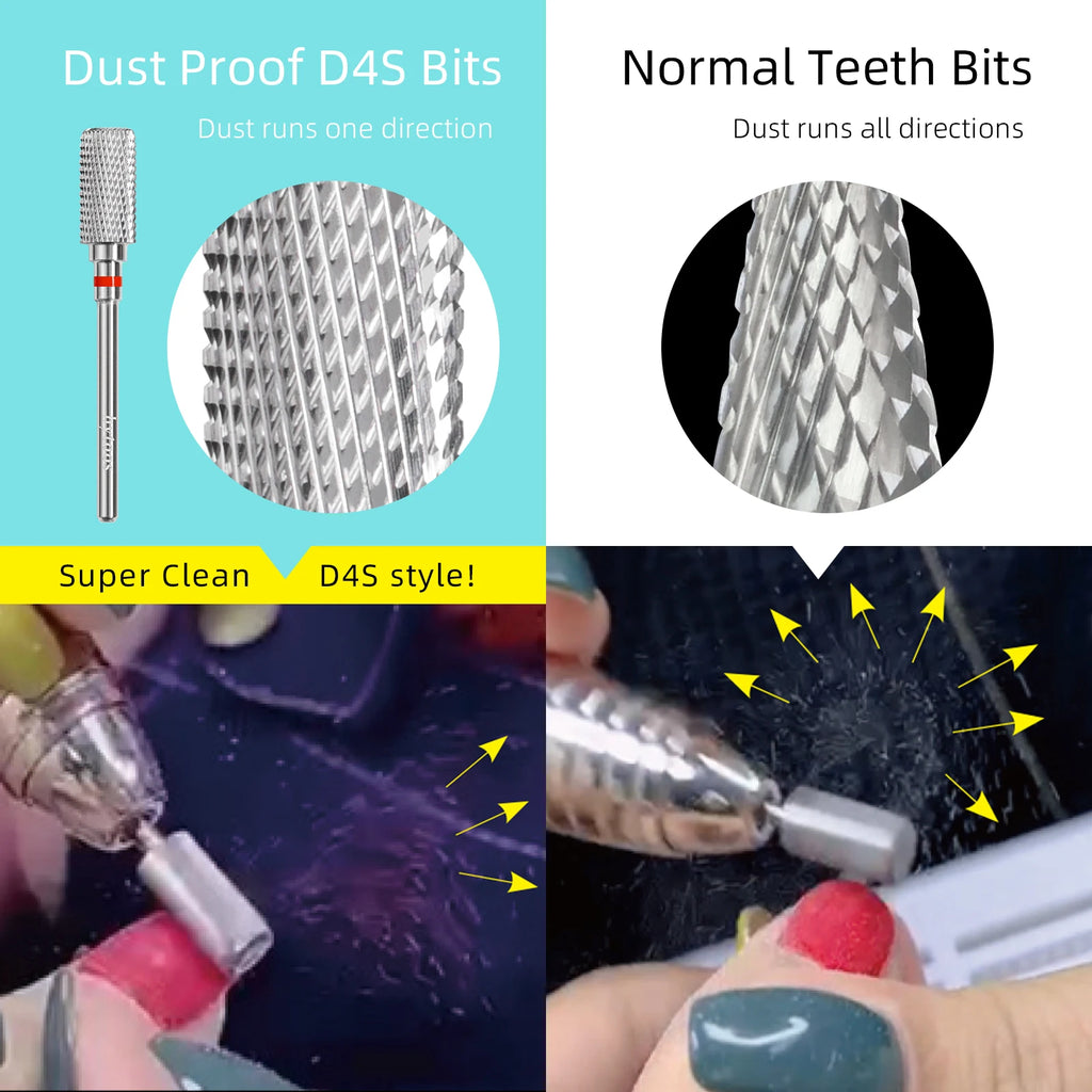 13mm Barrel Carbide Nail Drill Bits Dust Proof Nail Bit 3/32 Right-handed Electric Manicure Efile Remove Acrylic Gel Tool