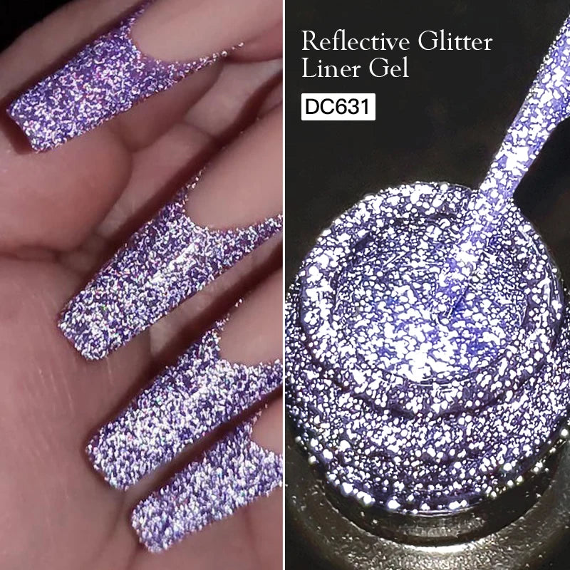 Reflective Glitter Liner Gel Nail Polish Gold Silver Spider Line UV Gel Pull Line Graffiti Painting Stripe DIY French Nails