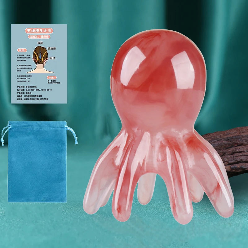 Octopus Massage Comb Head Meridian Scraping Scalp Massage Brush Acupuncture Gua Sha Massage Comb Fatigue Relief Massage
