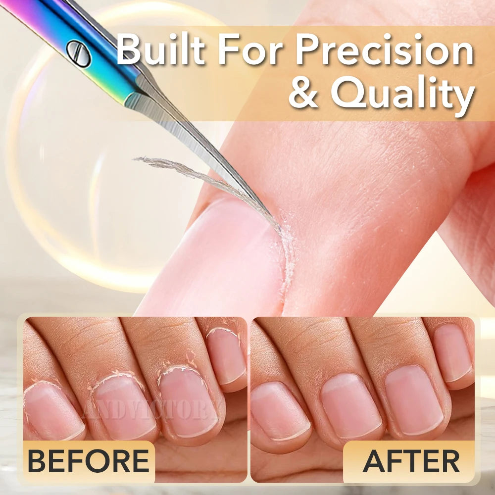 Stainless Steel Cuticle Scissors Dead Skin Remover For Nails Art Clippers Russian Nail Scissors Manicure Curved Tip Scissor