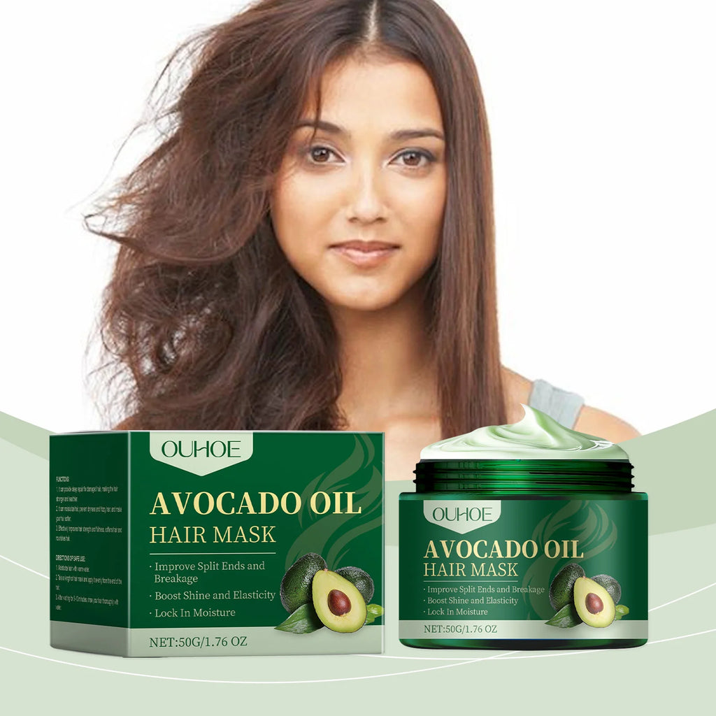 OUHOE Avocado Oil Hair Mask Moisturizing Hydrating Nourishes Dry Frizzy Hair Smooth Shiny Treatment Natural Hair Care All Hair