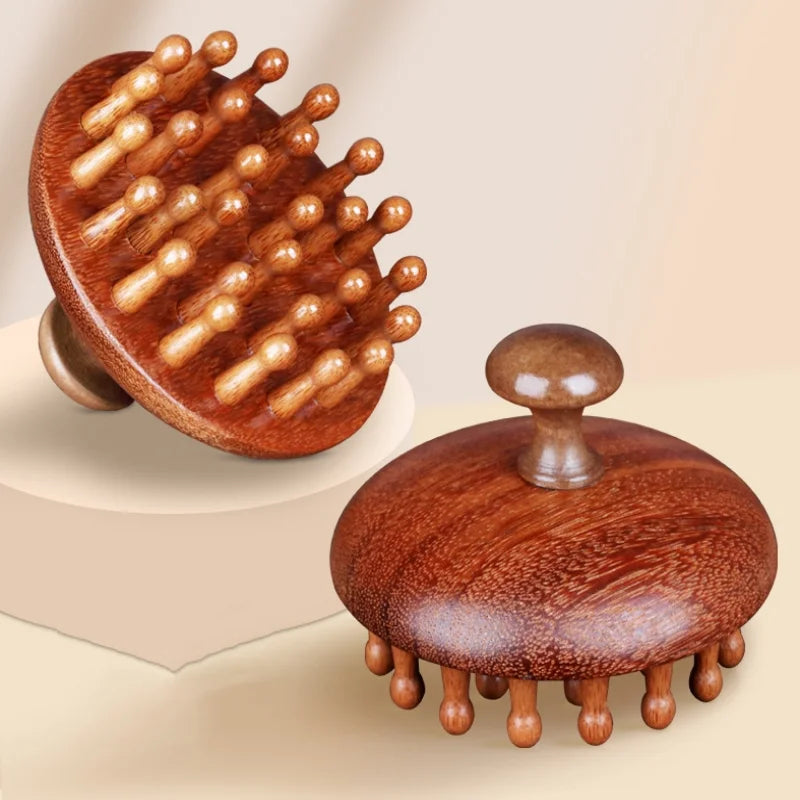 Wooden Massage Comb Scalp Head Massager Natural Sandalwood Circular Tooth Guasha Scraping Body Massager