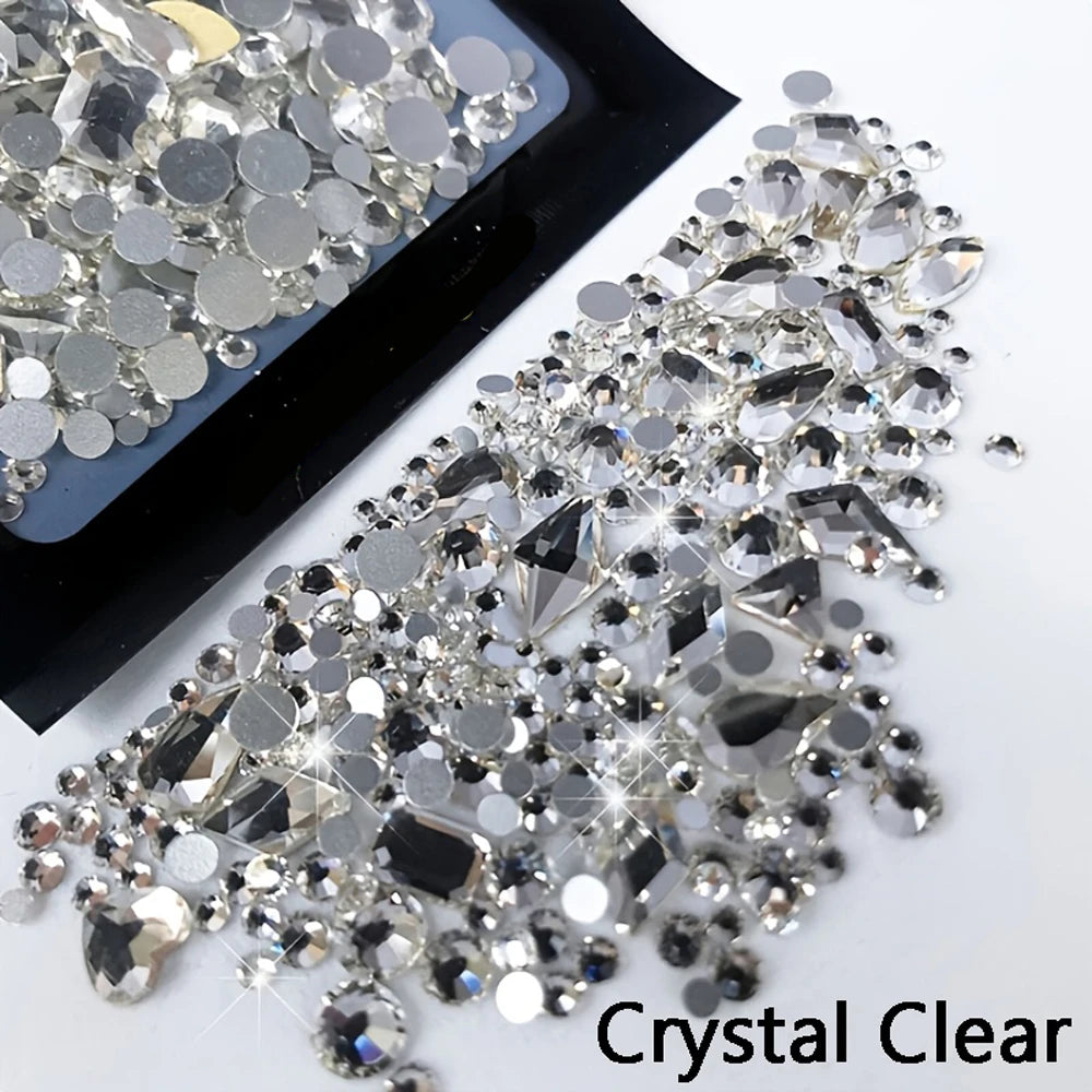 150pcs Round Flatback Glass Rhinestones Plus 20pcs Odd Shaped Jewelry DIY Design Making Beads Beauty Decorations For Nail Art