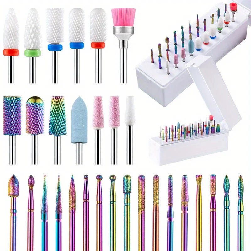 30Pcs Nail Drill Bits Ceramic Diamond Cuticle Efile bits