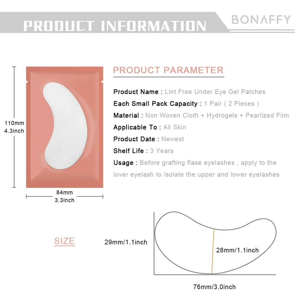 50 pairs Eyelash Extension Patches False Eyelashes Under Eye Pads Lint-free Fake Lash Extensions Eye Paper Patch