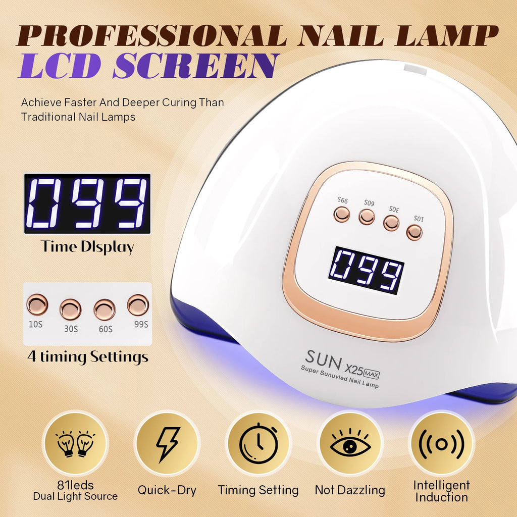380W LED UV Lamp Dryer for Nails Gel Polish Drying Lamp with 4 Timer Setting Auto Sensor Professional Nail Light