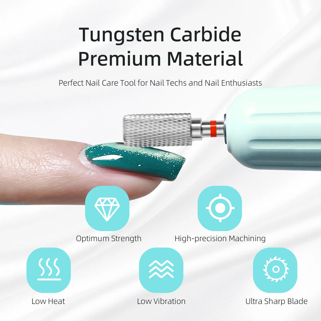 13mm Barrel Carbide Nail Drill Bits Dust Proof Nail Bit 3/32 Right-handed Electric Manicure Efile Remove Acrylic Gel Tool