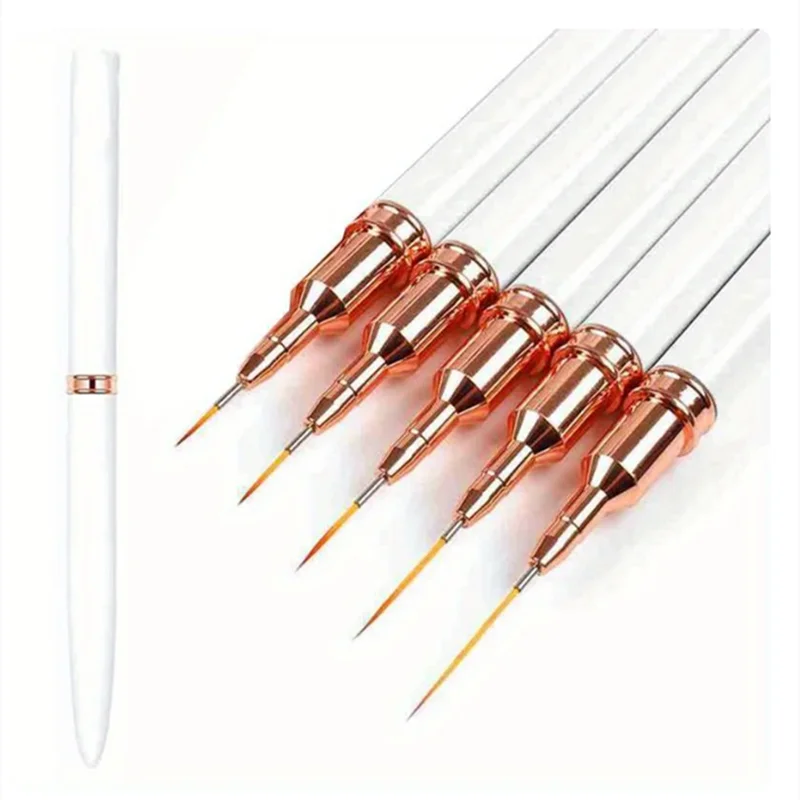5Pcs Set Nail Art Liner Brushes Set Elongated Lines Striping Drawing UV Gel Painting Nail Design Pen Professional Manicure Tool