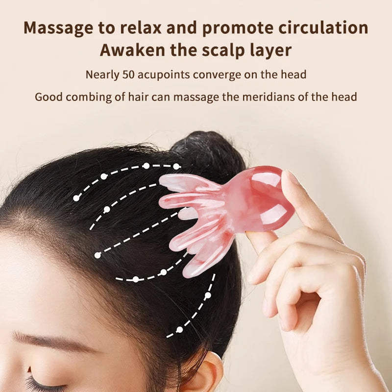 Octopus Massage Comb Head Meridian Scraping Scalp Massage Brush Acupuncture Gua Sha Massage Comb Fatigue Relief Massage