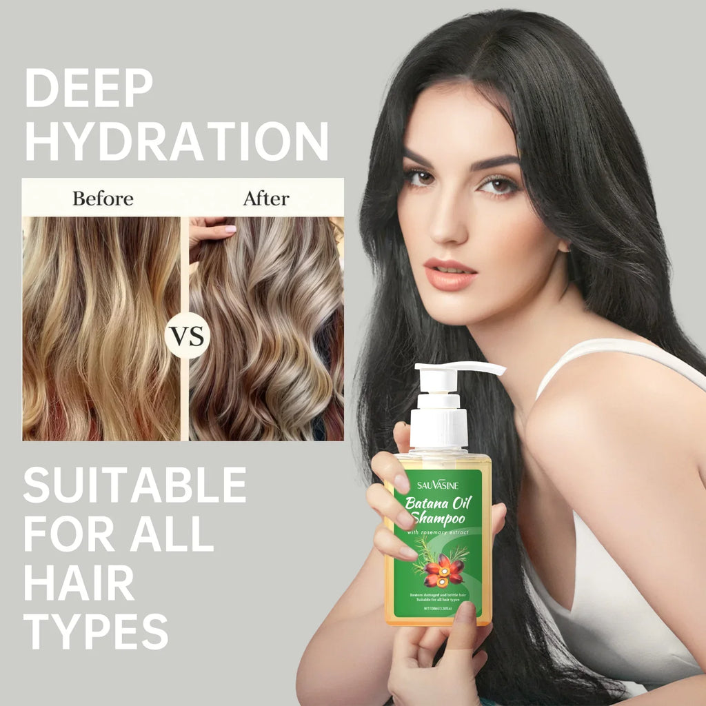 100ML Batana Oil Shampoo for Soothing Scalp Intense Repair Batana Nourishing Shampoo with Rosemary Extract for All Hair Types