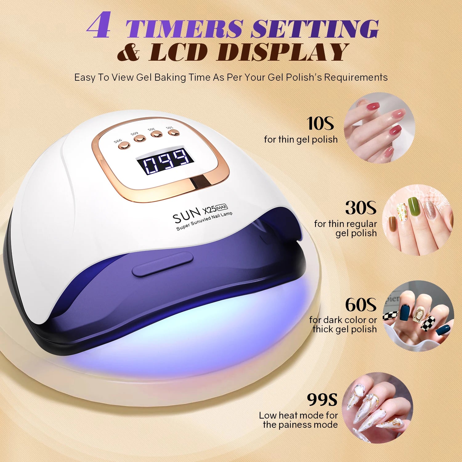 380W LED UV Lamp Dryer for Nails Gel Polish Drying Lamp with 4 Timer Setting Auto Sensor Professional Nail Light