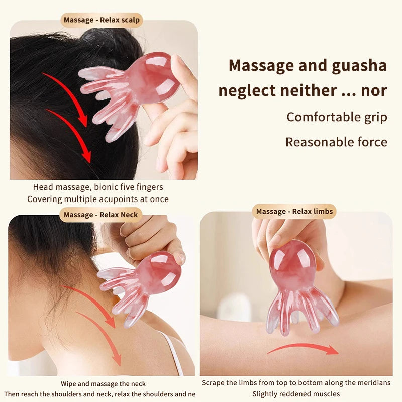 Octopus Massage Comb Head Meridian Scraping Scalp Massage Brush Acupuncture Gua Sha Massage Comb Fatigue Relief Massage