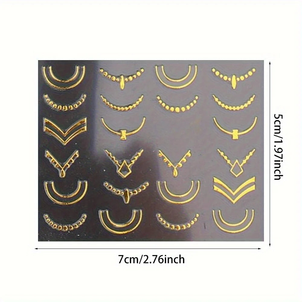 30 Sheets Golden Floral Nail Art Stickers - 3D Self-Adhesive Shimmering Leaf & Flower Designs for nail art