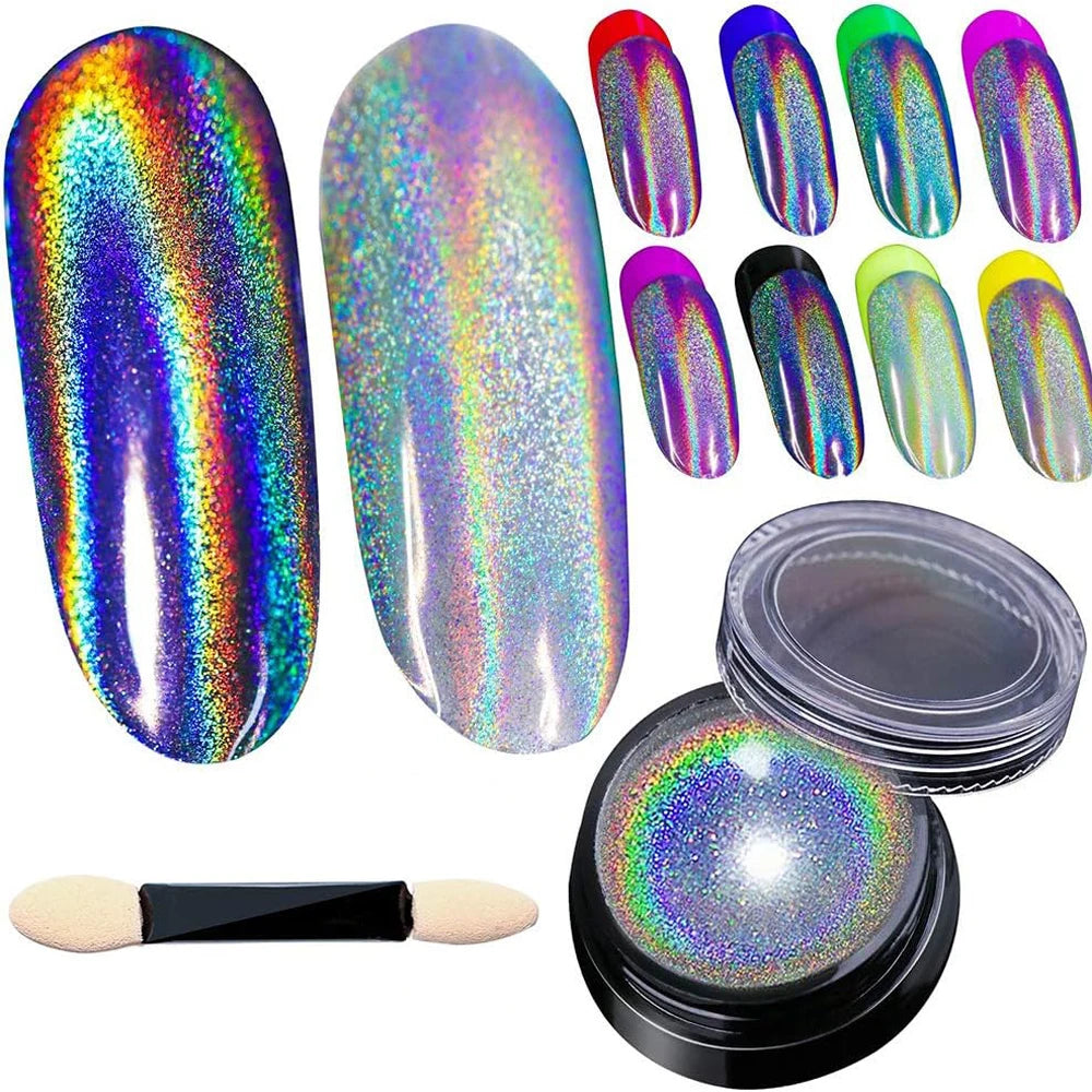 1 jar Pearl Effect Nail Powders Mirror Aurora Chrome Mermaid Nails Art Powder Rainbow AB Magic Mirror Pearl Shell Powder