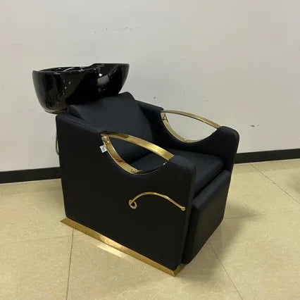 Beauty Hair Salon Shampoo Bed Ceramic Wash Basin Shampoo Beds Barber Shop Furniture Shampoo Chair Bed