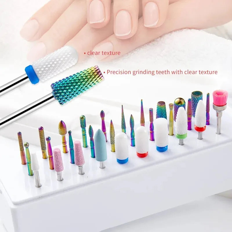 30Pcs Nail Drill Bits Ceramic Diamond Cuticle Efile
